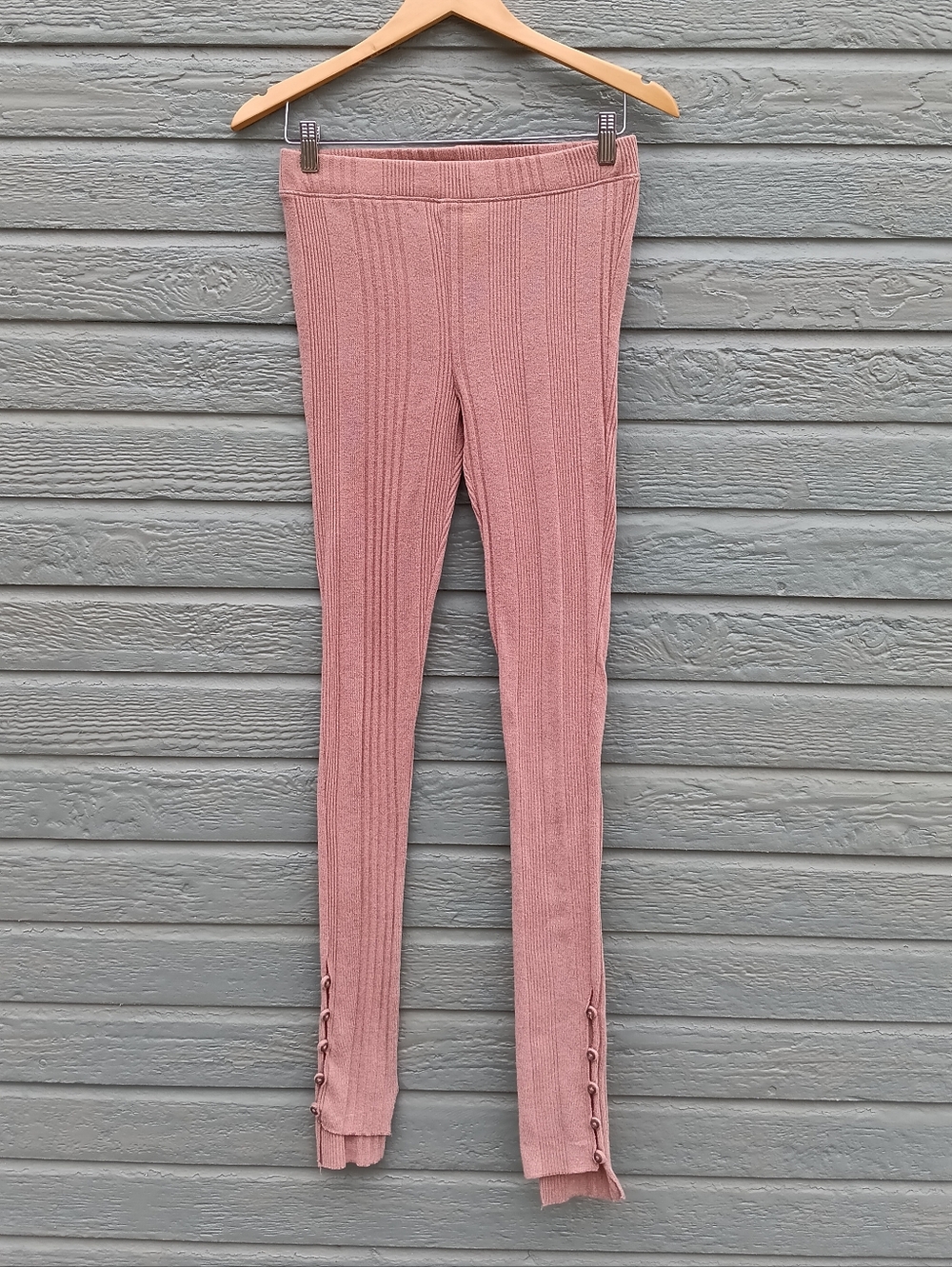 Free People Ribbed Knit Leggings in Dusty Rose